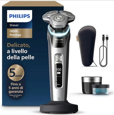 Philips Shaver i9000 Prestige, rasoio elettrico Wet & Dry Doppie Lame Rotanti - Immagine 1 di 4