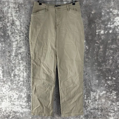 Lee Size 8 Short Relaxed Fit Flat Front Casual Minimalist Pants Beige Button Zip - Image 1 of 4