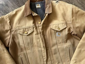 Vintage Carhartt J09BRN Type 3 Blanket Lined Trucker Jacket Mens Size 46 Faded - Picture 1 of 24
