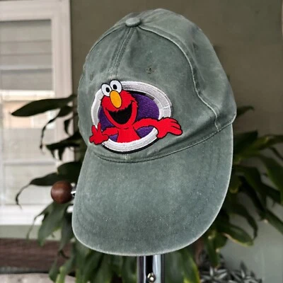 Gorra Elmo Plaza Sésamo Papá Sombrero Cuero Correa Bordada Verde De Colección Años 90 Foto 1 de 4