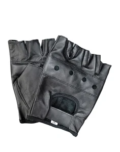 REAL LEATHER PADDED WEIGHT LIFTING CYCLING DRIVING  RIDING WHEELCHAIR GLOVES - Picture 1 of 13