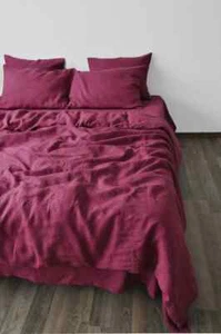 Himbeere Baumwolle Duvet Washed Bettbezug Queen King Twin Bettwäsche Bezug Set - Bild 1 von 6