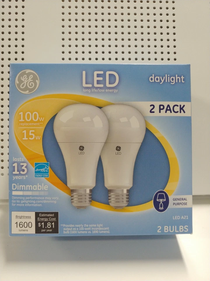 GE 1600 Luméns LED Lightbulb 2pack 100w Replacement 15w General Purpose  - Image 1 of 2
