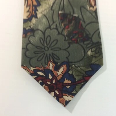 Corbata de seda italiana George Machado ZYLOS para hombre 3,75 pulgadas verde rojo azul EE. UU. Foto 1 de 4