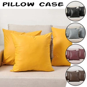 Faux Leather Square Rectangle Cushion Cover Pillowcase Sofa Decor Pillow Covers - Picture 1 of 25
