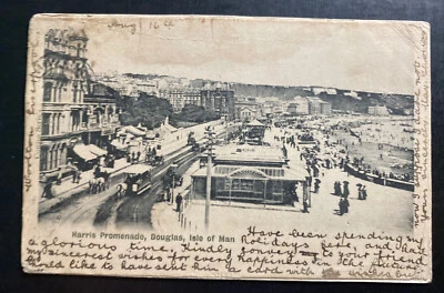 Cubierta de postal 1905 Akola India RPPC a Mussoorie Harris Promenade Isla de Man Foto 1 de 2