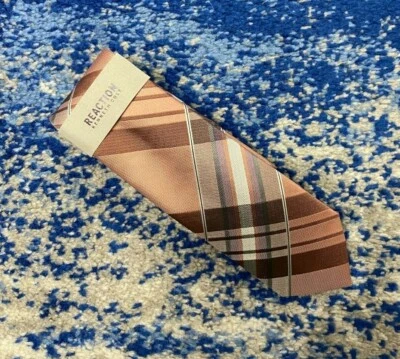 NUEVA Corbata Kenneth Cole Azul Melocotón Plateado Negro Gris Sesgado Mezcla Seda  Foto 1 de 4