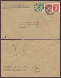 NIGERIA EBUTE METTA 1940 WW2 CENSOR 12 MACAULAY ENVELOPE..MACHINE CANCEL TRANSIT - Picture 1 of 1