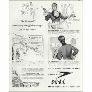 1947 BOAC: Mr Brummells Complaining About All the Passengers Vintage Print Ad - Picture 1 of 1