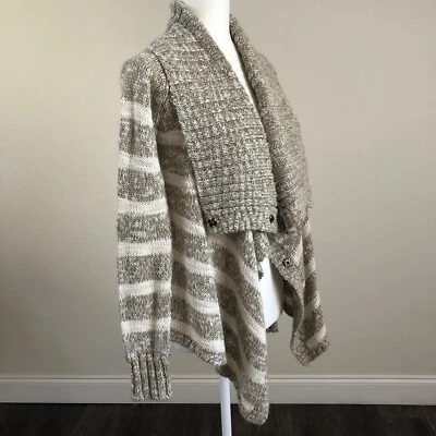 ELEMENT Women's Beige Green  Knit Snap Front Cowl Neck LS Sweater Cardigan Sz S - Image 1 of 4