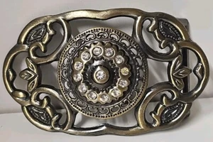 Vintage Bronze Kristall Floral Blumen Schnalle  - Bild 1 von 2