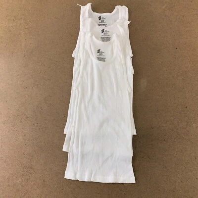 Camiseta regata Hanes masculina tamanho pequeno branca com nervuras algodão pacote com 3 nova - Imagem 1 de 4