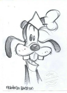 Disney GOOFY Signed FRANCESCO BARBIERI Hand Inked Convention Art 8.5" x 6" Page - Picture 1 of 4