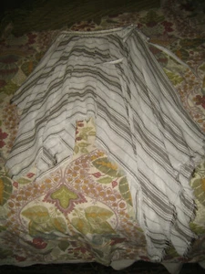 White/Green Striped Cotton Gauze Skirt.  Scarf Bottom Hem. Lined.  NWT - Picture 1 of 12