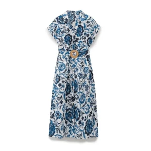 Simple belt shirt style dress for women - Picture 1 of 5