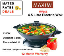 Maxim KitchenPro 1500W 4.5L Electric Wok/Stir Fry Cooker Grill Steam+Lid MW45