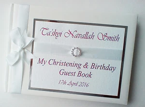 Personalised Christening / Naming day guest book, White christening album, gift - Picture 1 of 6