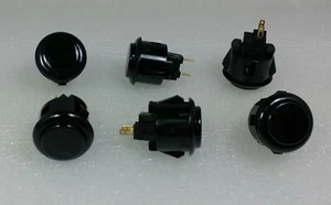 6 x Japan Sanwa Black Start Buttons OBSF-24-K Video Arcade Parts - Picture 1 of 6