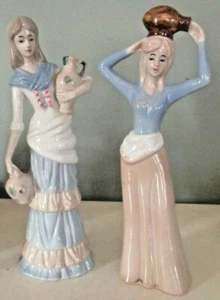 Set of 2 Pretty BRINN Fine Porcelain Women WATER BEARER FIGURINES ~ 11" Tall - Picture 1 of 7