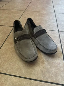 Bacco Bucci Made In Italy Gray/Brown Suede Leather Slip On Loafers Shoes ,Sz 11 - Picture 1 of 5
