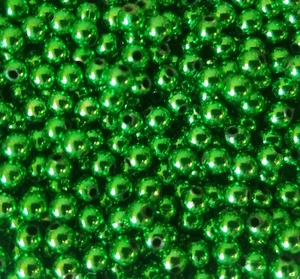 1,000 pcs Metallic Green Artificial Plastic Pearls 5mm Small Round Craft Beads - Picture 1 of 2