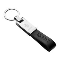 Genuine Leather Chrome Key Chain Ring Keychain With Red Stitches Fit Ferrari