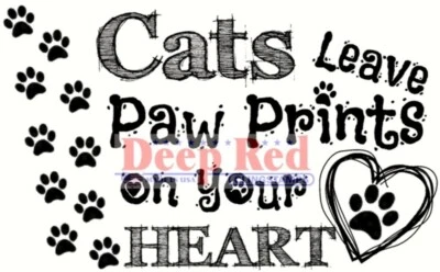 Deep Red Stamps Cat Prints Rubber Cling Stamp - Image 1 of 4