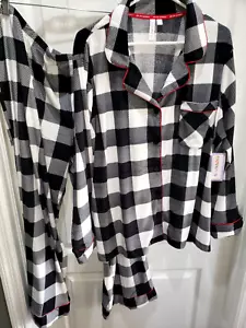 womens NEW NWT GRAY PLAID FLEECE PAJAMAS PLUS size 3X 2 pc set 22/24W SOFT! - Picture 1 of 1