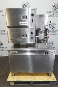CLEVELAND 6 PAN NATURAL GAS DOUBLE STACKED STEAMER W/ 6 GAL KETTLE MODEL 42CKGM2 - Picture 1 of 17