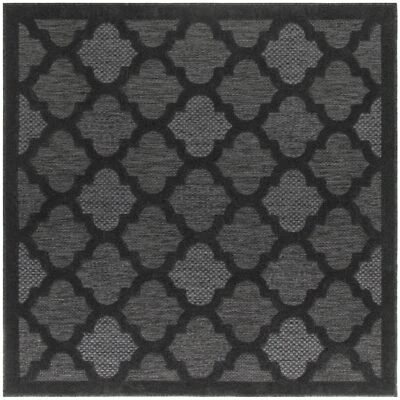 Alfombra cuadrada Nourison Easy Care interior/exterior carbón negra 5' x fácil Foto 1 de 4