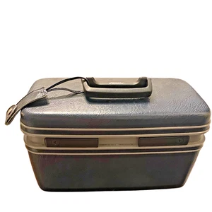 VTG Samsonite Contour II Blue Hard Shell Train Case W/ Tray, Tag & Key - Picture 1 of 7