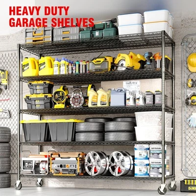 Estantería de garaje de 3300 lb, estantes de almacenamiento de 82,6" H, estante utilitario de alambre de metal de 5 niveles Foto 1 de 4