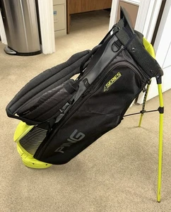 Ping 4 Series Black/Yellow Carry Stand Bag w/ Rain Cover & 4-Way Club Divider - Picture 1 of 13