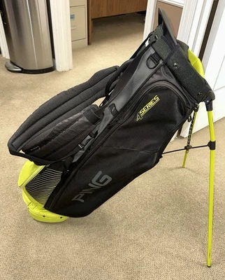 Ping 4 Series Black/Yellow Carry Stand Bag w/ Rain Cover & 4-Way Club Divider - Image 1 of 4