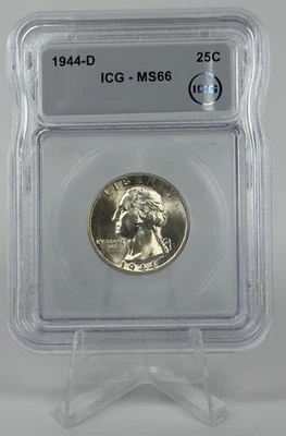 1944-D Washington Quarter MS66 ICG  DDO DDR Brilliant Uncirculated Toned - Image 1 of 4