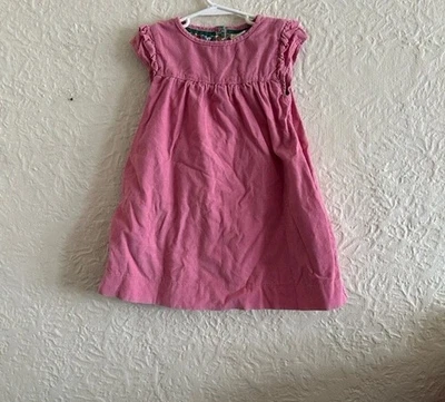 Vestido Trapecio Mini Boden Rosa Pana Mangas Volantes Forro Floral Niñas 5-6 Años Foto 1 de 4