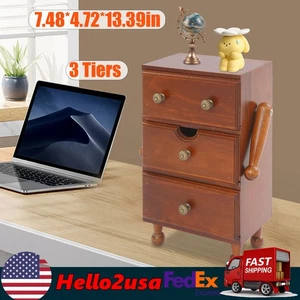 Gabinete de almacenamiento vintage de 3 niveles gabinete de almacenamiento de madera de pino caja de almacenamiento con cajones - Imagen 1 de 15