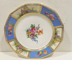 Assiette d'apparat en porcelaine peinte à la main Dm. 28 cm fleurs, illustration historique - Photo 1/6