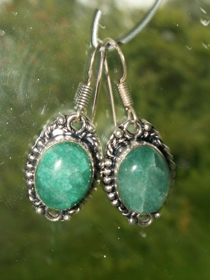 SMARAGD QUARZ   Edelstein Ohrringe  in Silberfassung pl.   EINZIGARTIG/NEU! - Bild 1 von 3
