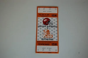 Tennessee 1997 - Boleto completo de fútbol americano universitario de Arkansas - Peyton Manning Senior - Imagen 1 de 2