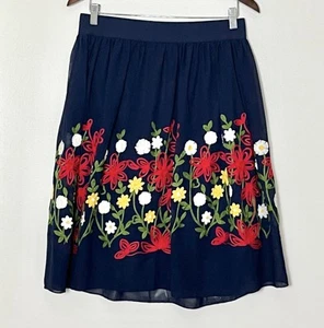 Metro Wear Lagenlook Rock Damen Medium Navy Blau Boho Blumen Whimsycore Lehrer - Bild 1 von 4