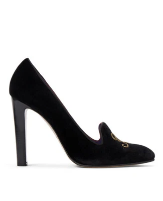 NWB Ralph Lauren Collection Marion Embroidered Black Velvet Pump Sz EU39 Italy - Image 1 of 4