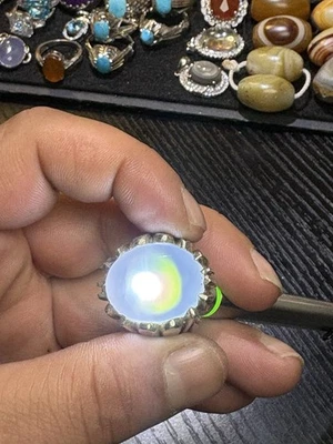 Anillo de plata hecho a mano con ágata yemení natural - talla 10 Foto 1 de 4