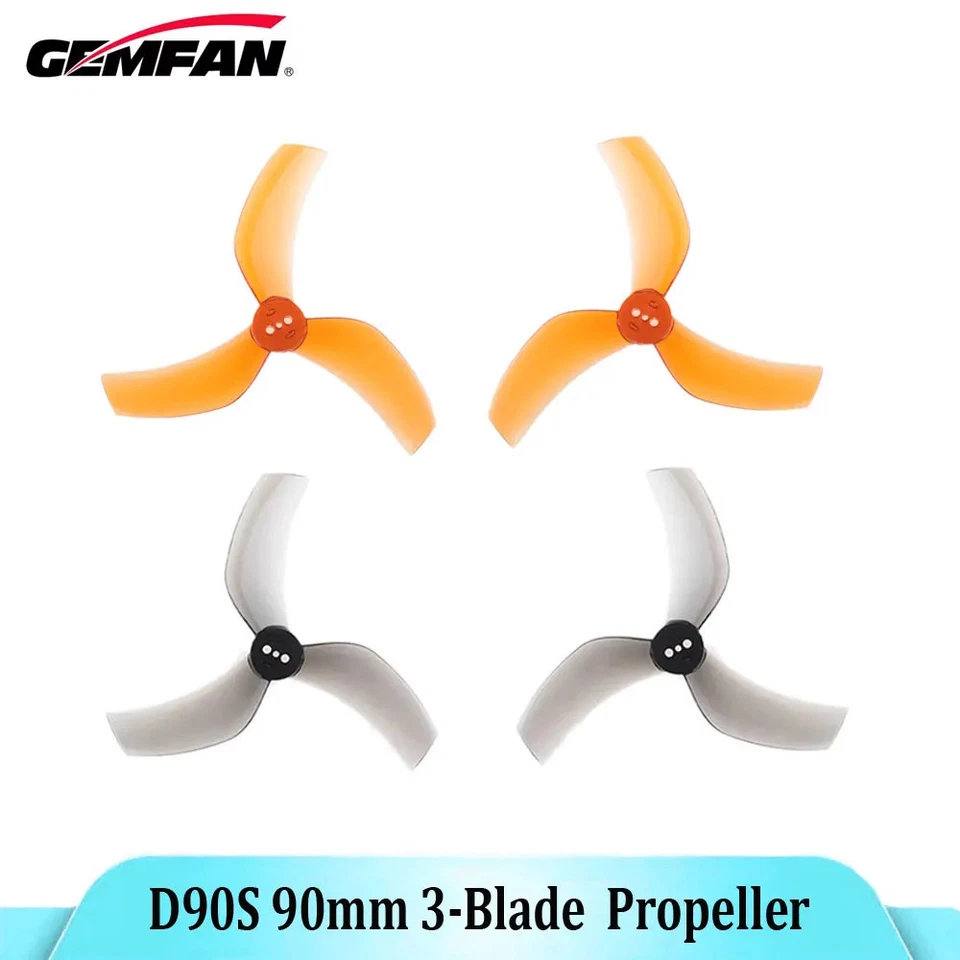 6 pares de hélice Gemfan D90S 90 mm 3 hojas 3,5 pulgadas 3 orificios 1,5 mm PC para dron RC Foto 1 de 4