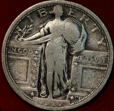 1917 Type I Philadelphia Mint Silver Standing Liberty Quarter - Image 1 of 2