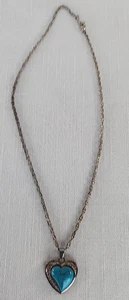 Turquoise Heart Penant 10" Chain Native American Southwestern  Necklace - Picture 1 of 4