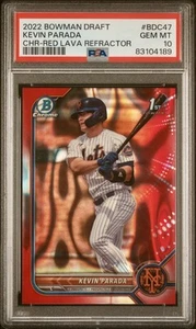 2022 Bowman Draft Kevin Parada 5/5 Red Lava Refractor PSA 10 Pop 1 #BDC-47 Mets - Bild 1 von 3