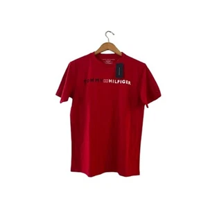 NEW Tommy Hilfiger Boys Logo T-Shirt XL Tango Red Crew Neck Short Sleeve NWT - Picture 1 of 8