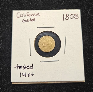 1858 California Gold Coin Token, Indian Head w/ Wreath - Picture 1 of 6