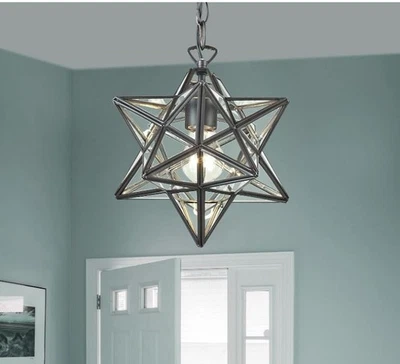 Sterling Moravian Star Light  Pendant Light 12 Inches with Clear Glass Shade - Image 1 of 4